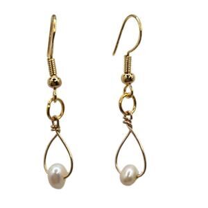 Pierced Earrings Baroque Pearl Soft Off White Teardrop Small 4mm Artisan SKU2793